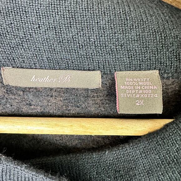 Heather B Womens size 2X Wool Houndstooth Swing Cape Jacket Cardigan Black Brown - Picture 8 of 9